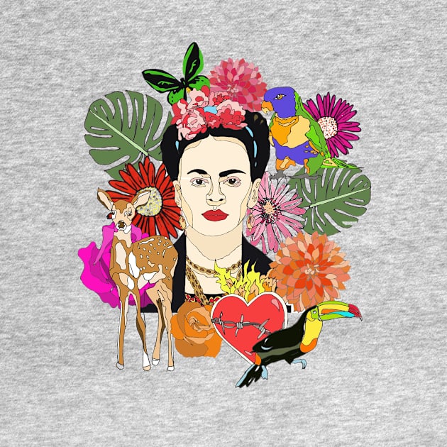 Mexican lady with flowers and animals by White B Gifts